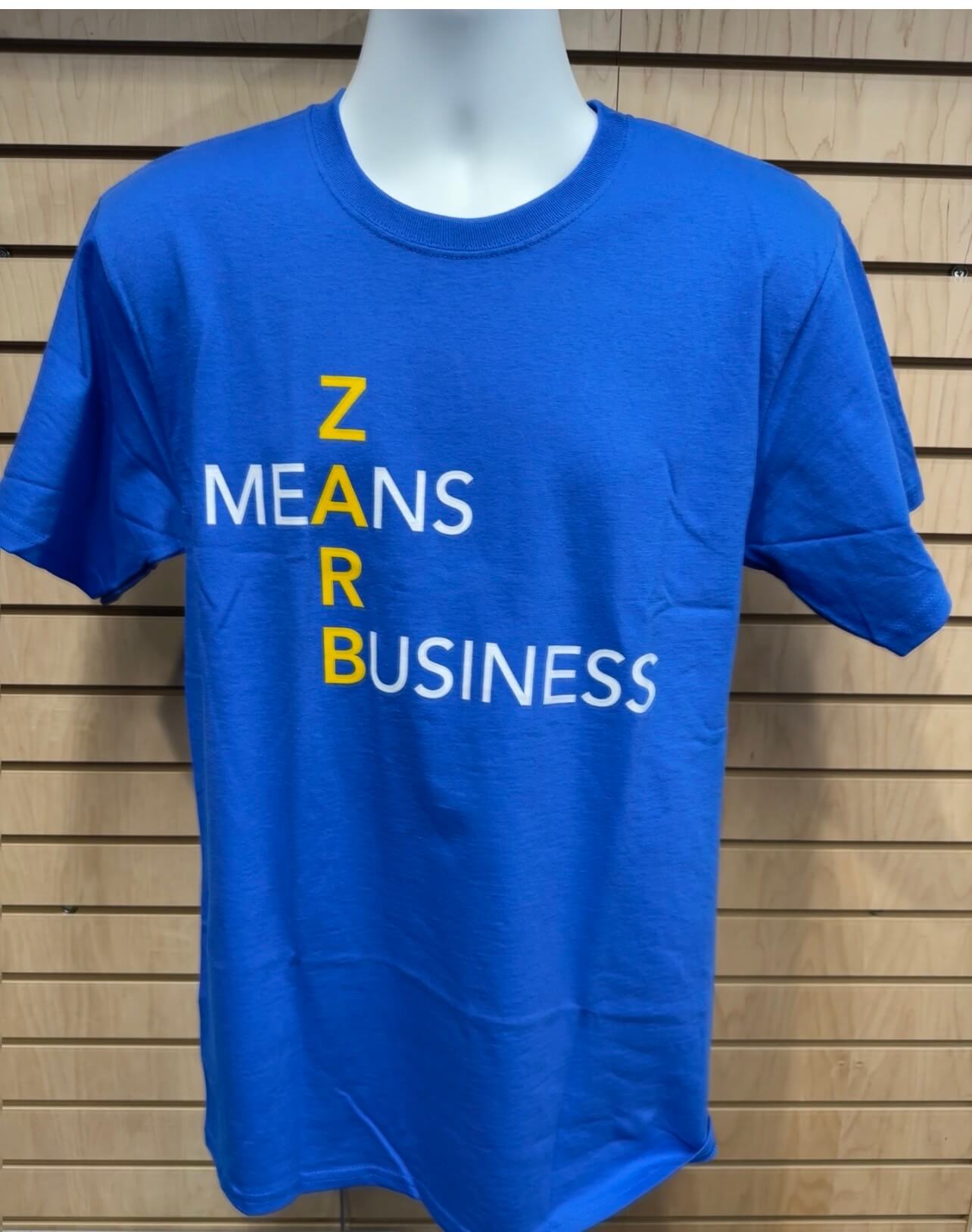 ZARB Means Business Blue Tee